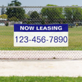 今リース青の白の大きな数字の電話番号 横断幕 (インサイチュ)