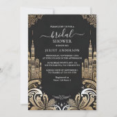 今レトロアラビアエキゾチックはっきりしたダマスクブライダルシャワー 招待状 (正面)