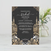 今レトロアラビアエキゾチックはっきりしたダマスクブライダルシャワー 招待状 (スタンド正面)