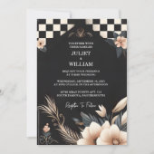 今レトロボホスタジオクリエイティブ図解入りの、写真付きの結婚ズ 招待状 (正面)