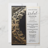 今レースフローラゴールドフォイルエンボスブライダルシャワー 招待状 (正面)