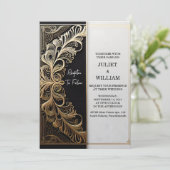 今ヴィンテージレースフローラゴールドフォイルエンボス結婚 招待状 (スタンド正面)