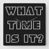 今何時?おもしろい白黒時頼計 スクエア壁時計 (正面)