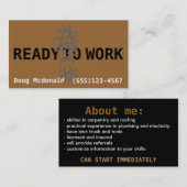 今働くために用意して下さい。仕事Search.Make Money.Labor 名刺 (正面/裏面)