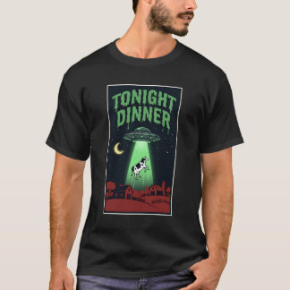 今夜のディナー - UFOによる牛の誘拐 Tシャツ
