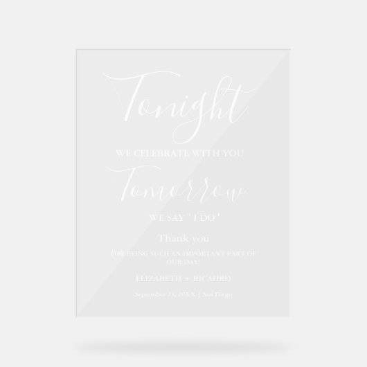 今夜の祝リハ結婚ーサルのディナー・サイン アクリルサイン (正面)