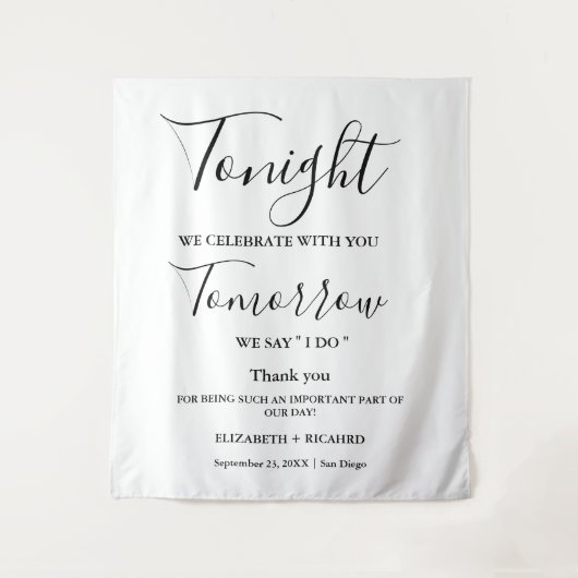 今夜の祝リハ結婚ーサルのディナー・サイン タペストリー (正面)