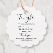 今夜の祝リハ結婚ーサルのディナー・サイン フェイバータグ (正面)