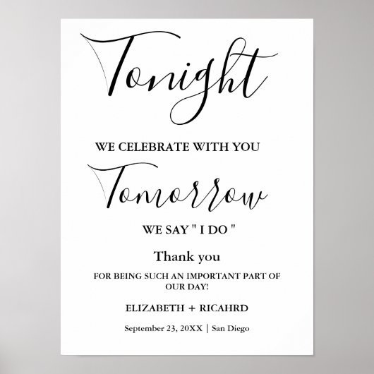 今夜の祝リハ結婚ーサルのディナー・サイン ポスター (正面)