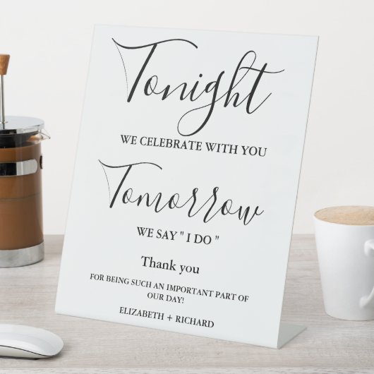 今夜の祝リハ結婚ーサルのディナー・サイン 台座サイン (インサイチュ)