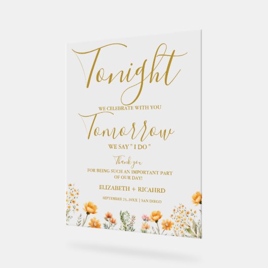 今夜の祝リハ結婚ーサルディナー アクリルサイン (傾斜)