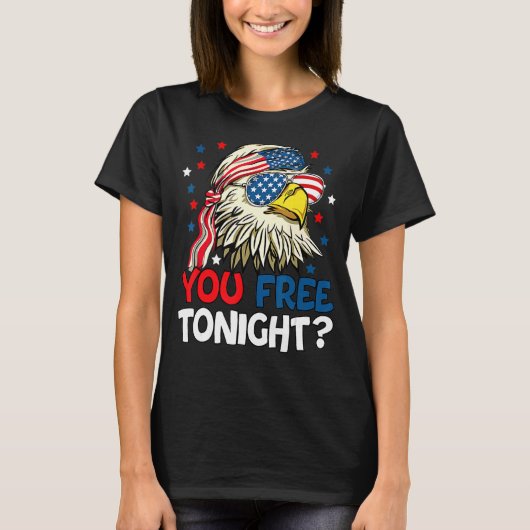 今夜はアメリカ国旗の愛国的なイーグル Tシャツ (正面)