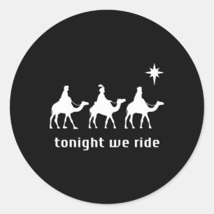 今夜はクリスマスに乗る男性とラクダに乗るチャリ ラウンドシール
