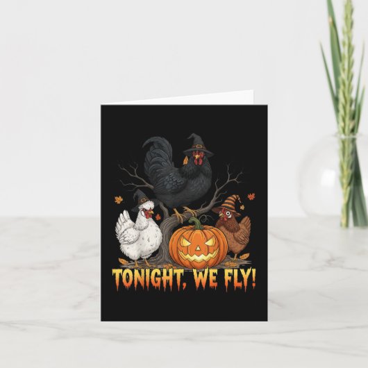 今夜はチキン魔女のユーモアあふれるハロウィン カード (正面)