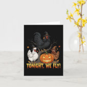 今夜はチキン魔女のユーモアあふれるハロウィン カード (黄色い花)