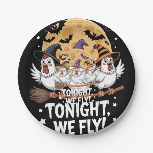 今夜はハロウィンのニワトリと飛ぶ ペーパープレート (正面)