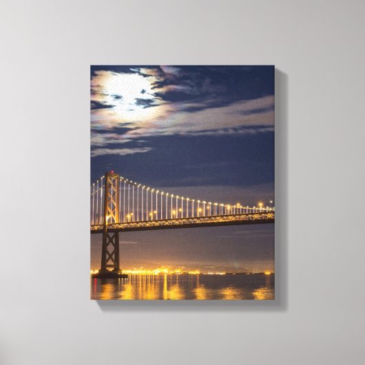 今夜はベイブリッジの上の月の出 キャンバスプリント (正面)