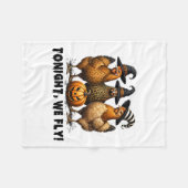 今夜は我々はハロウィンチキン秋農園動物を飛ぶ フリースブランケット (正面(横))