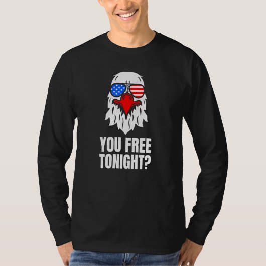 今夜は自由だ 愛国的なアメリカのハゲワシ 4日 Tシャツ (正面)