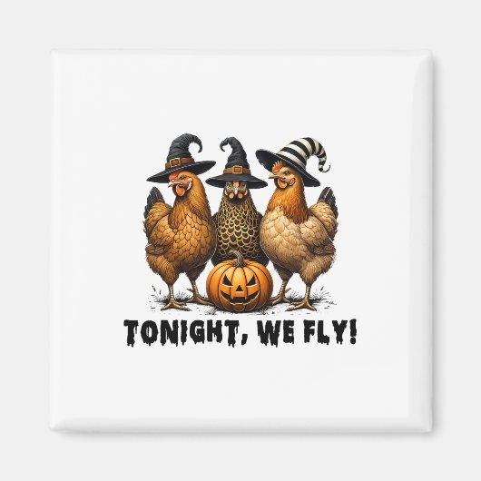 今夜は飛ぶよ ハロウィン ニワトリ 秋 農場の動物たち マグネット (正面)