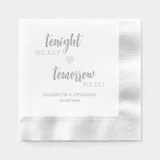 今夜は食べ明日はリハのディナー 箔ナプキン (正面)