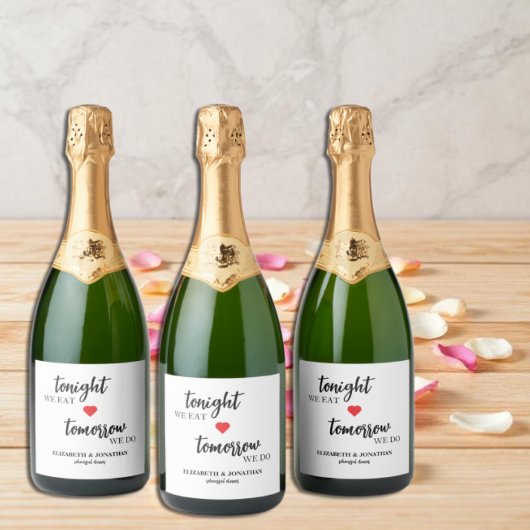 今夜は食事、明日はリハーサルディナー スパークリングワインラベル