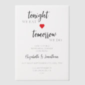 今夜は食事、明日はリハーサルディナー ベラム紙招待状 (正面)