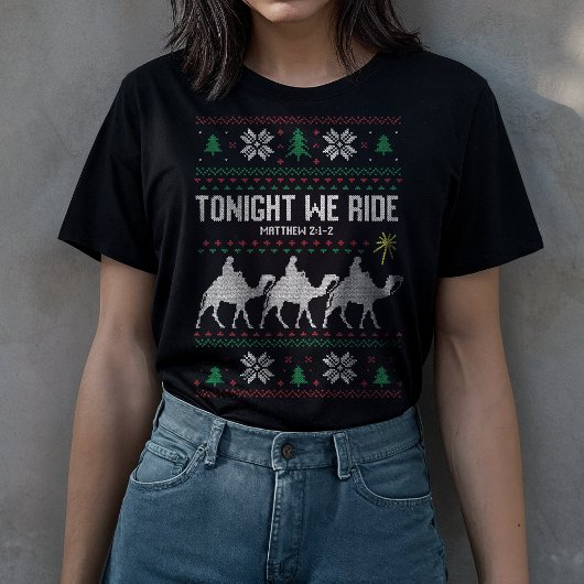 今夜は騎乗せ3 Kings クリスマスアグリーセーター Tシャツ
