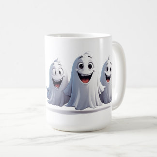 今夜ハロウィンの楽しみをシェアするフレンドリーゴーストトリオ コーヒーマグカップ