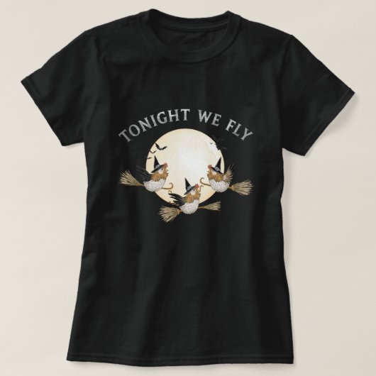 今夜我々は飛ぶ:チキンお洒落アートワーク Tシャツ (デザイン正面)