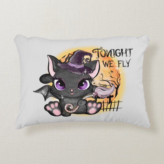 今夜我々は飛ぶ – 黒い魔女猫 アクセントクッション (正面)