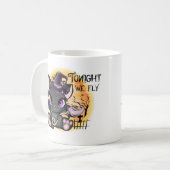 今夜我々は飛ぶ – 黒い魔女猫 コーヒーマグカップ (正面左)