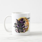 今夜我々は飛ぶ – 黒い魔女猫 コーヒーマグカップ (左)