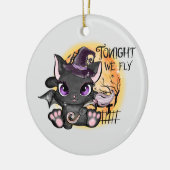 今夜我々は飛ぶ – 黒い魔女猫 セラミックオーナメント (左)