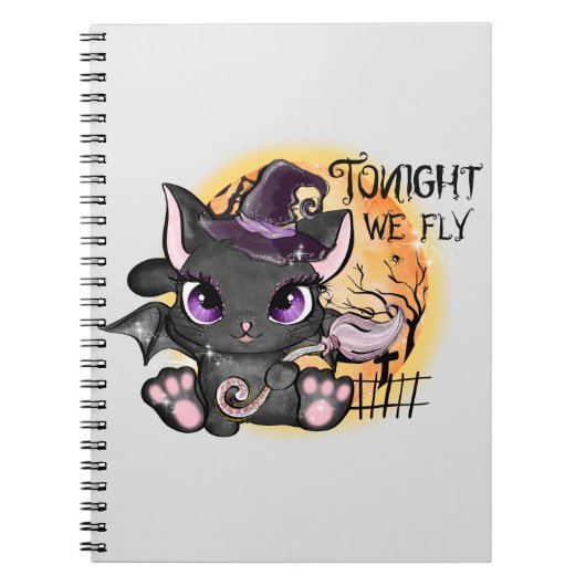 今夜我々は飛ぶ – 黒い魔女猫 ノートブック (正面)