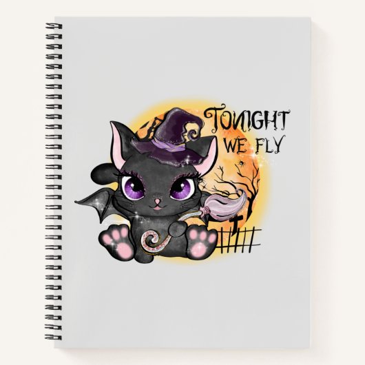 今夜我々は飛ぶ – 黒い魔女猫 ノートブック (正面)