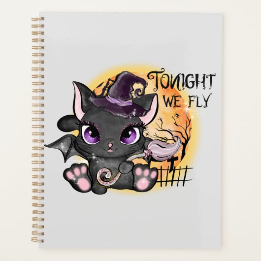 今夜我々は飛ぶ – 黒い魔女猫 プランナー手帳 (正面)