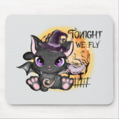 今夜我々は飛ぶ – 黒い魔女猫 マウスパッド (正面)