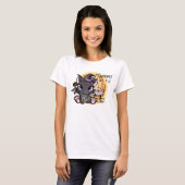 今夜我々は飛ぶ – 黒い魔女猫 Tシャツ (正面フル)