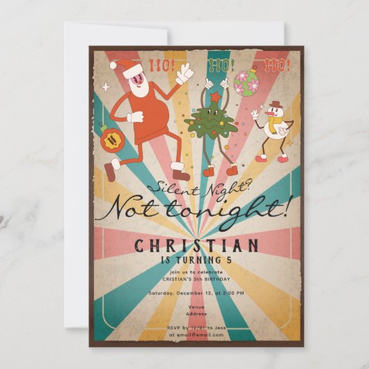 今夜静かはグルービークリスマス誕生日 招待状 (正面)