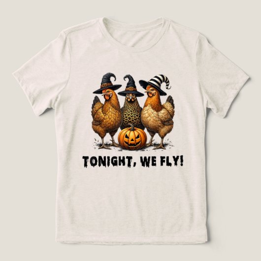 今夜、我々はチキンおもしろいハロウィーンを飛ぶ トライブレンドＴシャツ (デザイン正面)