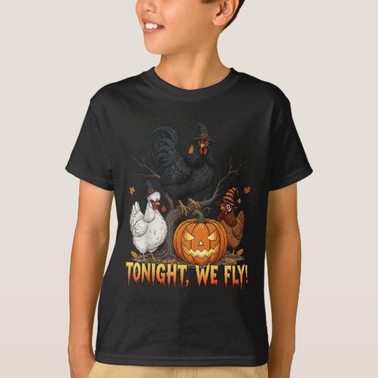 今夜、我々は鶏の魔女の鳥のおもしろいアローを飛ぶ Tシャツ (正面)