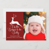 今季の美しい赤い家族の写真 シーズンカード (正面)