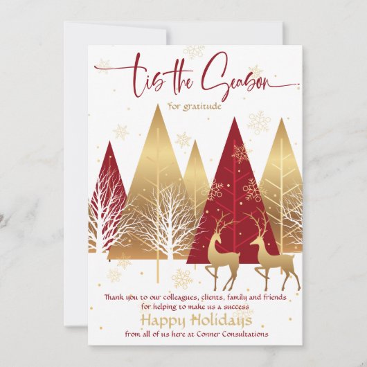 今季の赤い様式化されたビジネス上の感謝 招待状 (正面)