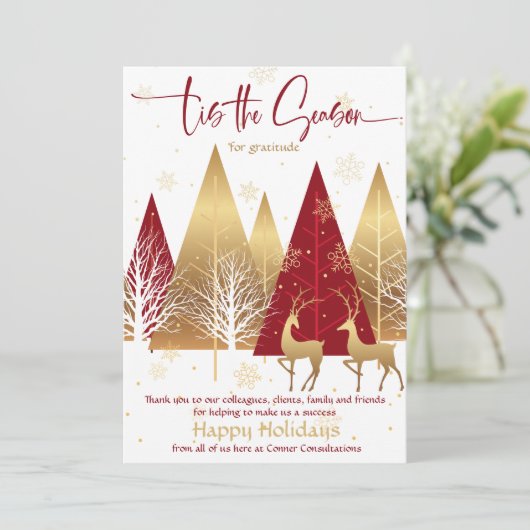 今季の赤い様式化されたビジネス上の感謝 招待状 (スタンド正面)