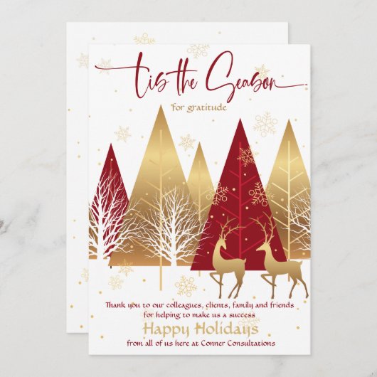 今季の赤い様式化されたビジネス上の感謝 招待状 (正面/裏面)