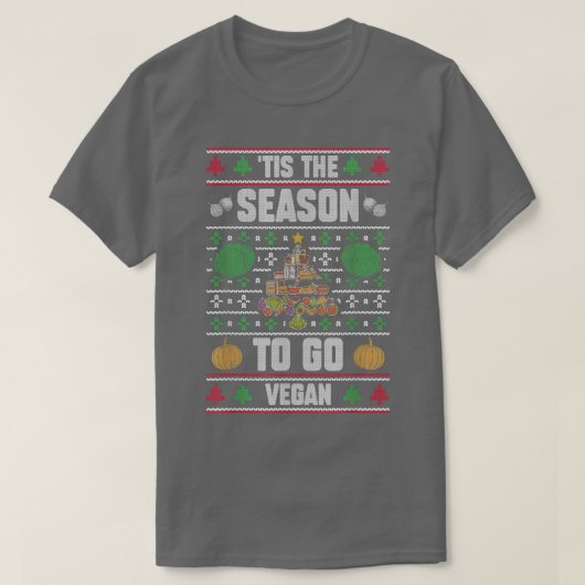 今季ビーガンクリスマスおもしろいビーガン隊 Tシャツ (デザイン正面)
