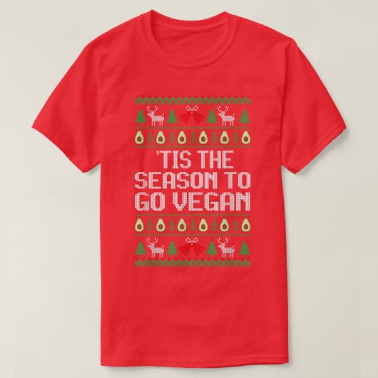 今季ビーガンクリスマスおもしろいビーガン隊 Tシャツ (デザイン正面)