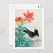 今尾渓念鳥とユリ ポストカード (正面/裏面)