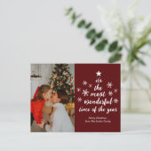 今年で最も素晴らしい時間の赤いスクリプト写真 シーズンポストカード (スタンド正面)